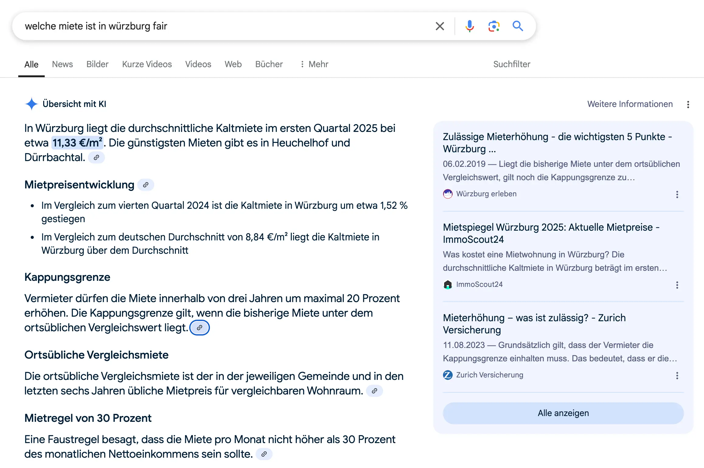 AI Overview - Welche Miete ist fair