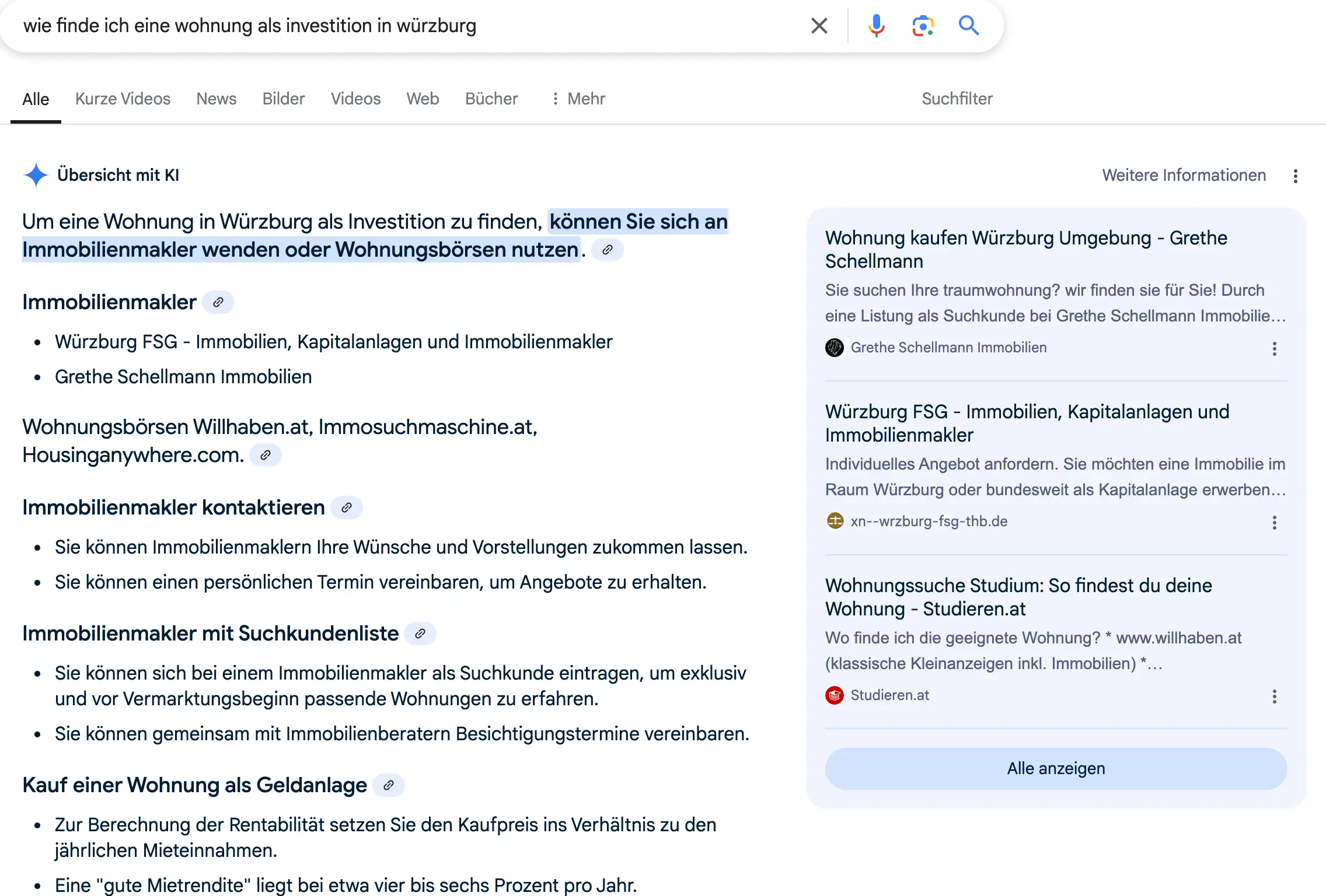 AI Overview - Wie finde ich eine Invest Wohnung