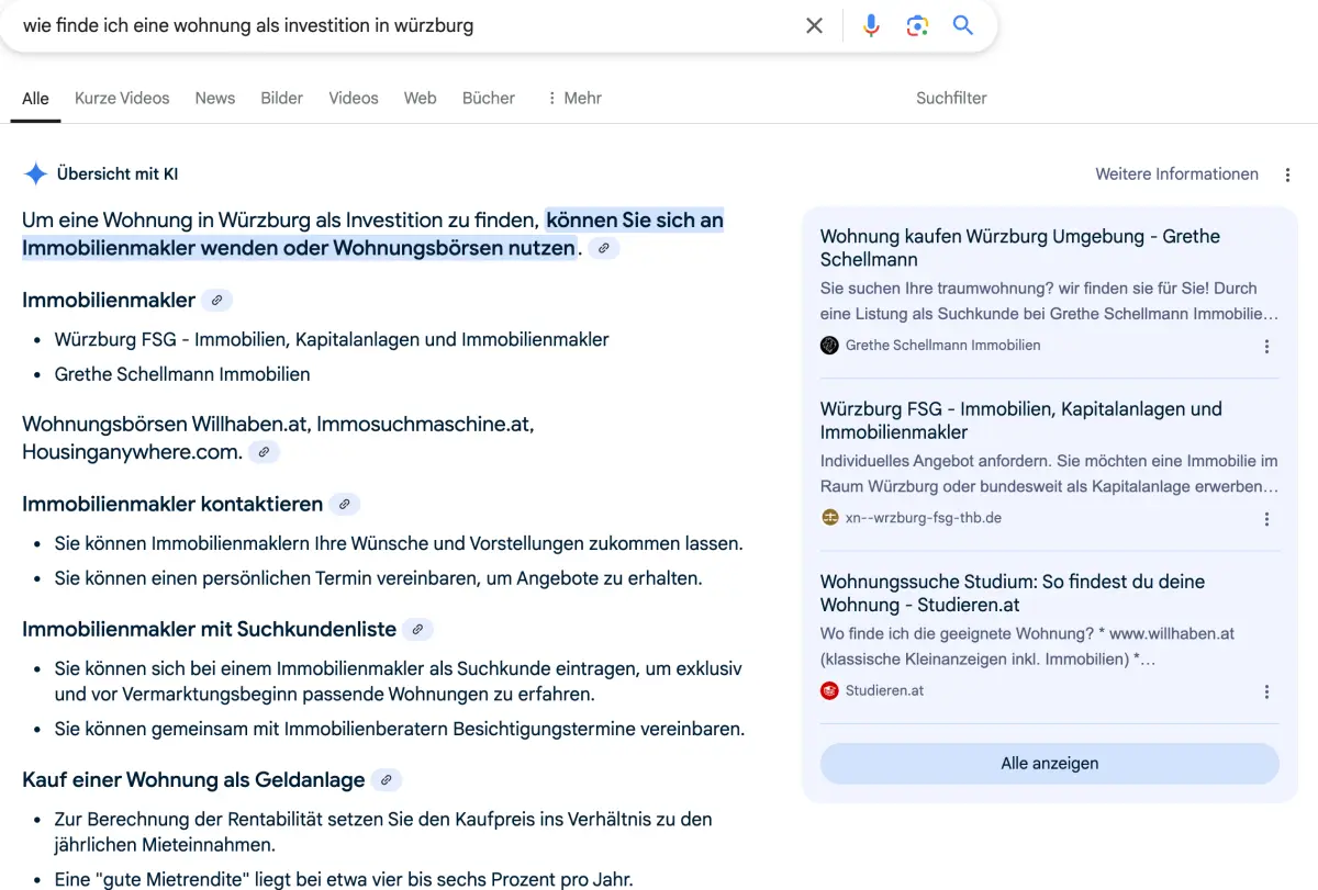 AI Overview - Wie finde ich eine Invest Wohnung