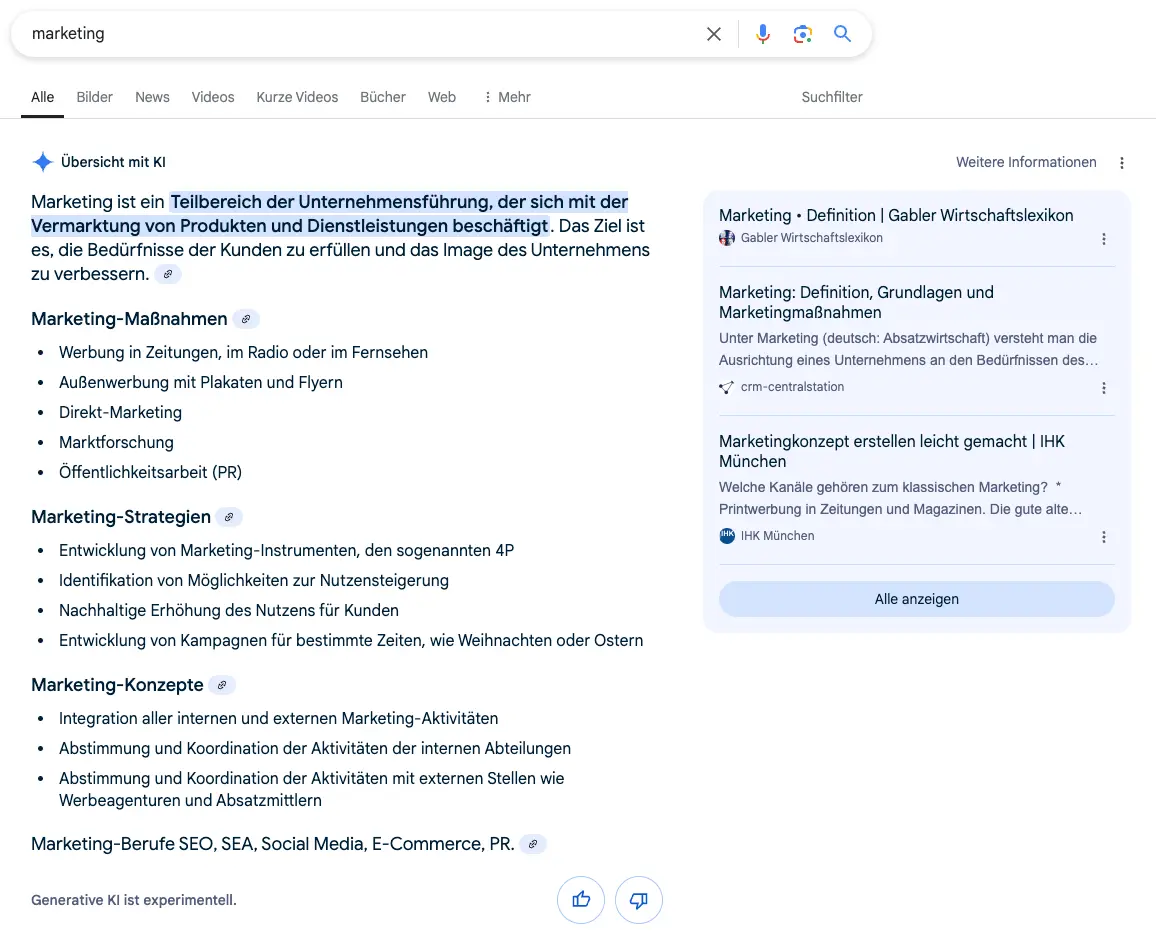 AI Übersicht - Marketing