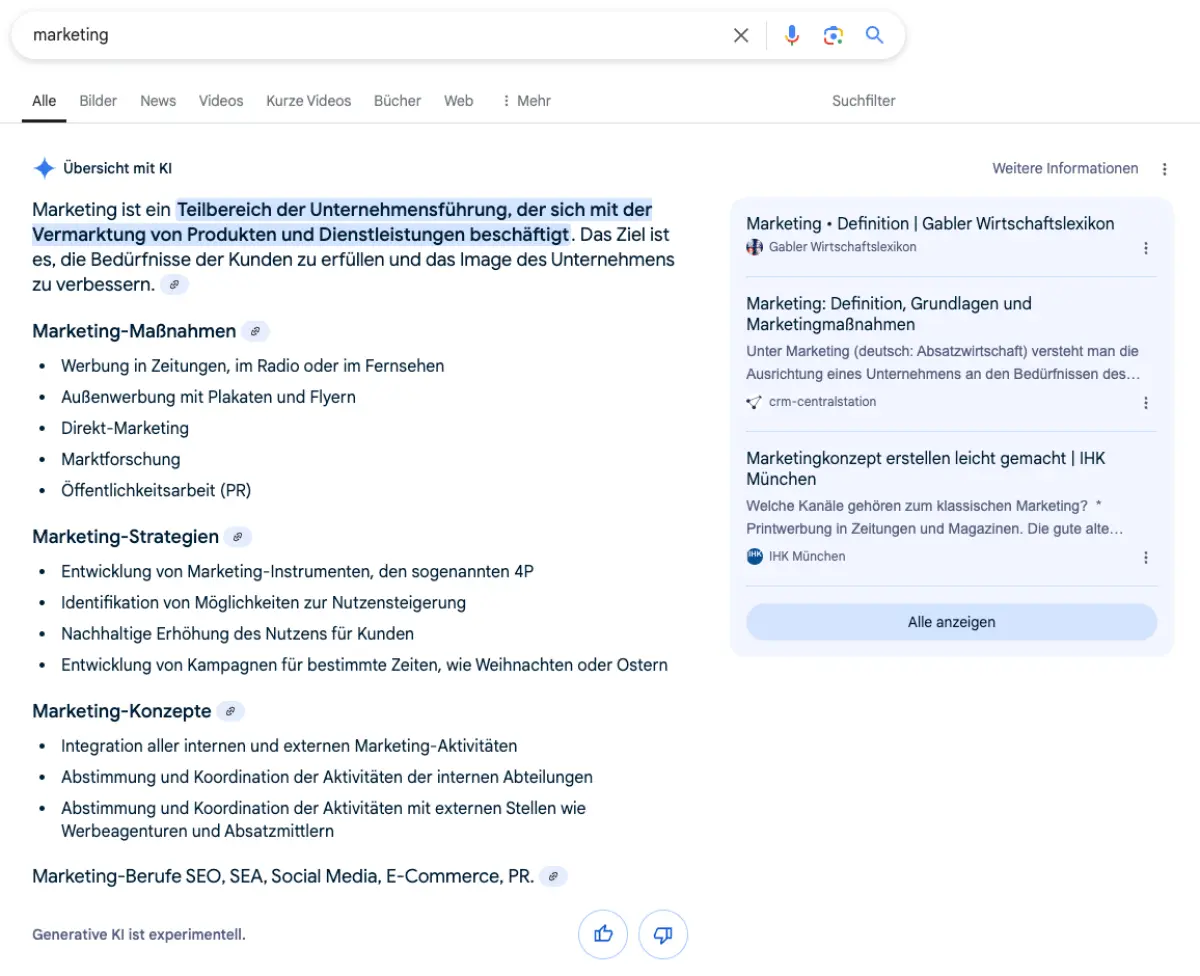 AI Übersicht - Marketing