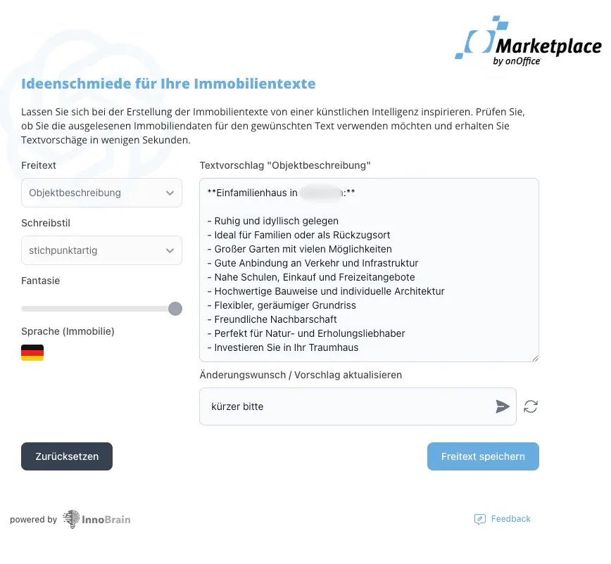 OnOffice AI-Writer gekürzter Text