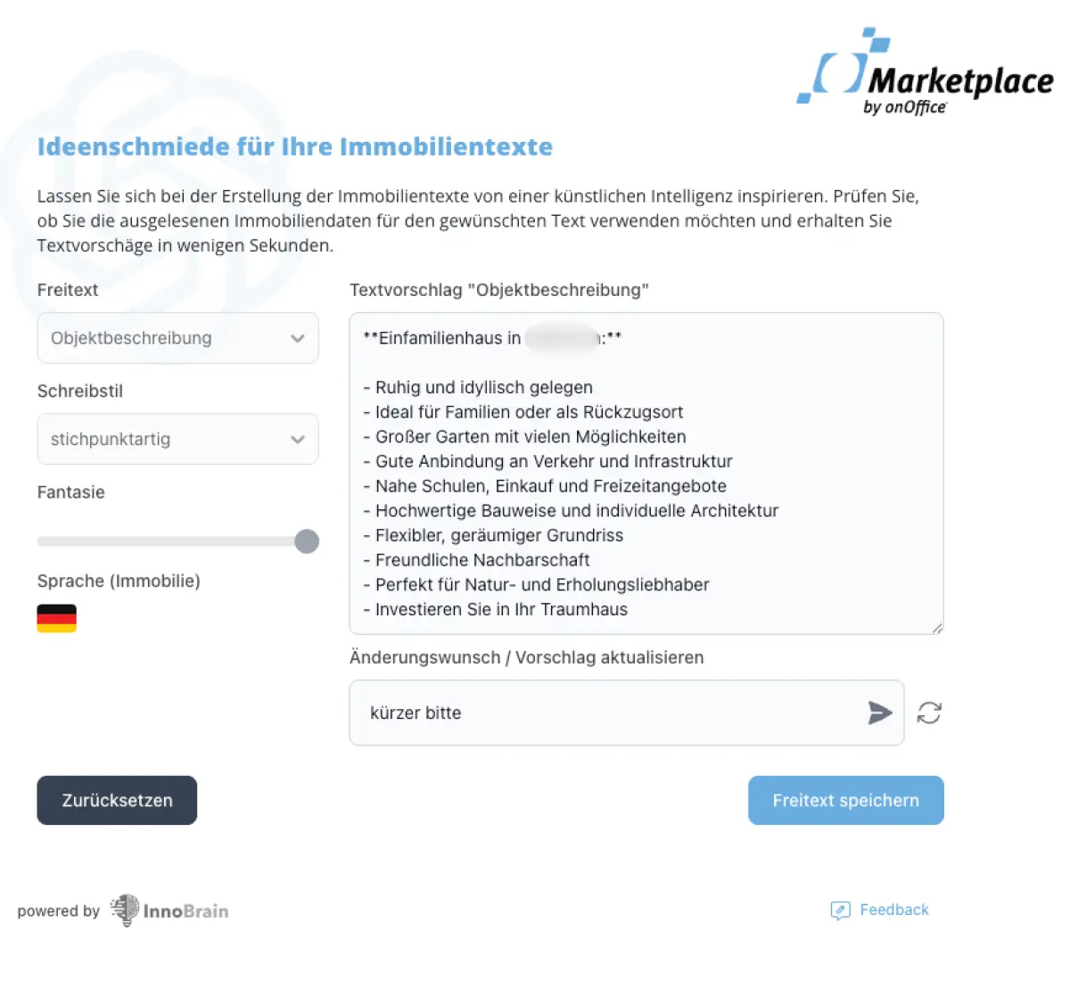 OnOffice AI-Writer gekürzter Text