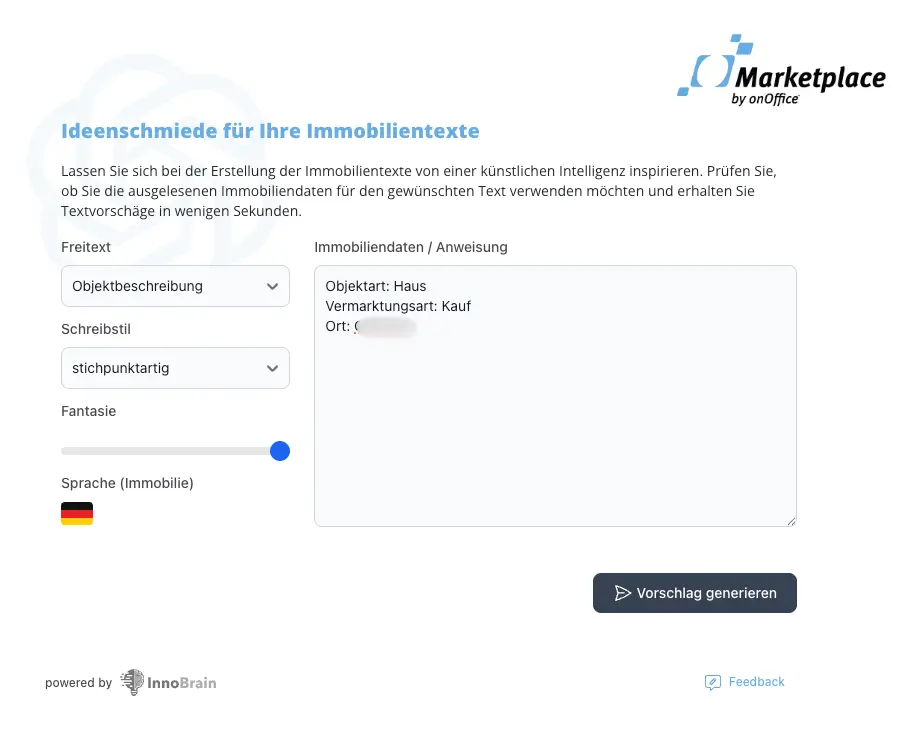 OnOffice AI-Writter Startseite