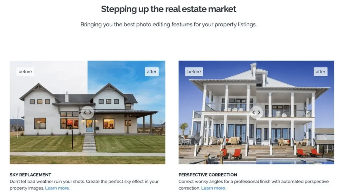 Vorher nachher Vergleich von Immobilien-Bildern mithilfe von autoenhance.ai. Die Bilder werden per KI im Vergleich zum Original verbessert