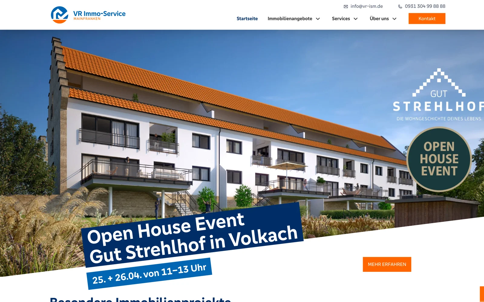 VR Immoservice Mainfranken Webseite Screenshot Desktop