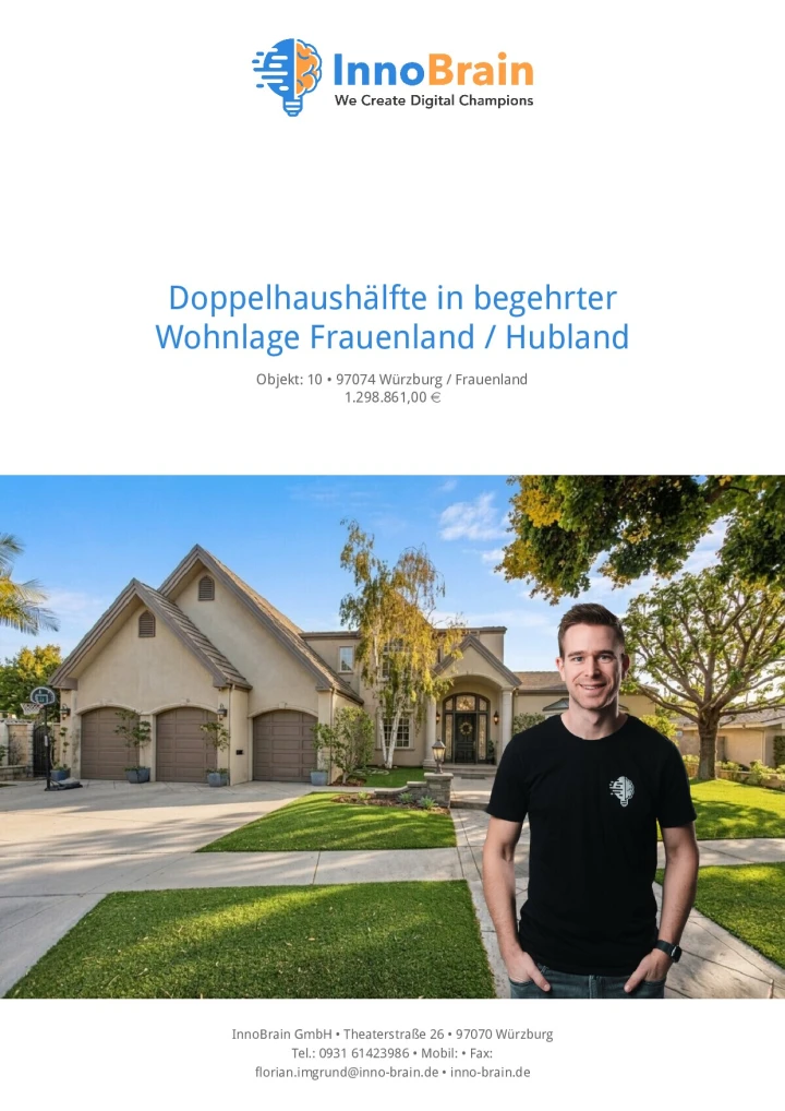 Standard-Exposé Seite 1: Titelseite mit Objektfoto und Überschrift