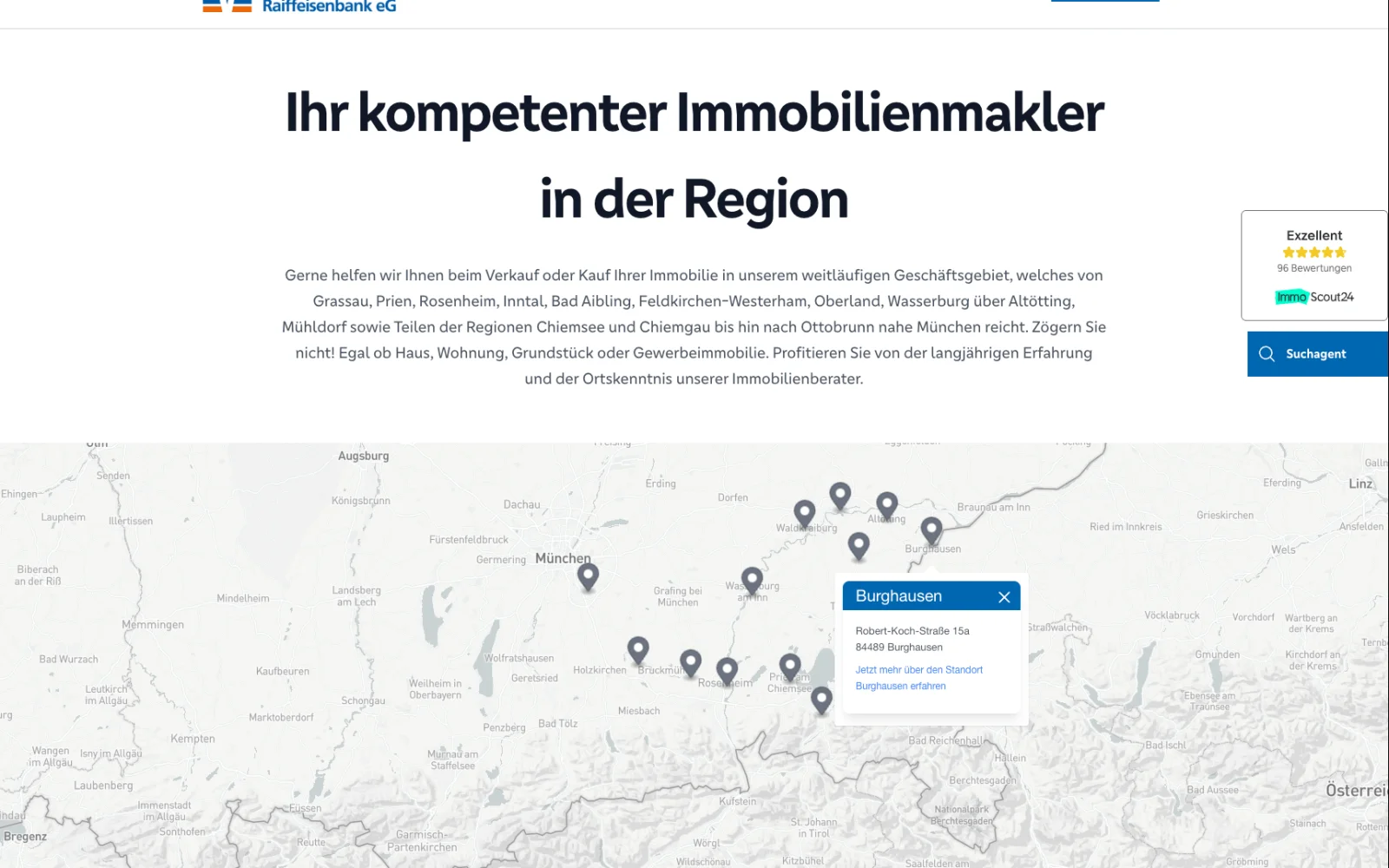 VR Burghausen Webseite Standortübersicht Screenshot Desktop