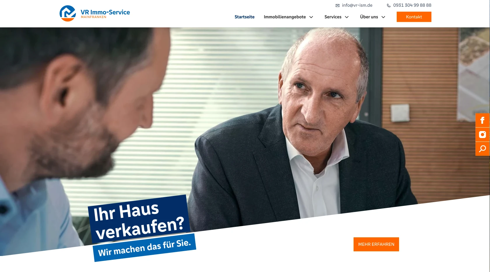 VR Immoservice Mainfranken Homepage Screenshot Desktop