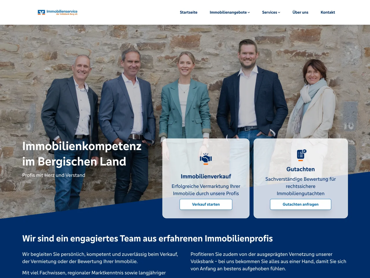 Startseite des Immobilienservice der Volksbank Berg